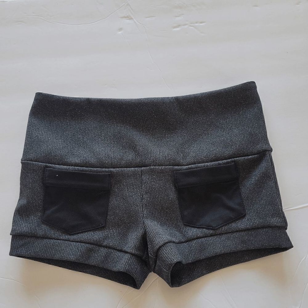 California Kisses juniors charcoal high waisted swim shorts pockets size S slim - Picture 2 of 6